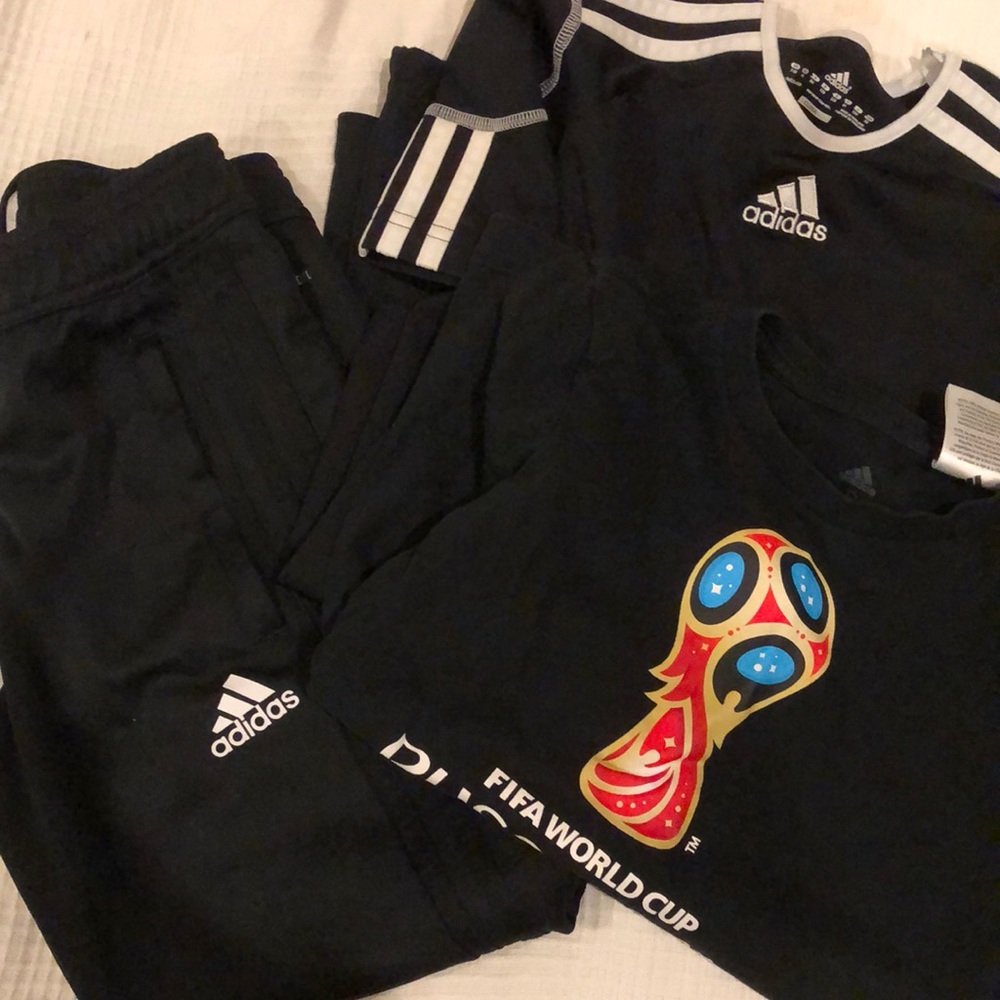 adidas soccer set pants zipper sides shirt t-shirt world cup FIFA size XS/S 7/8